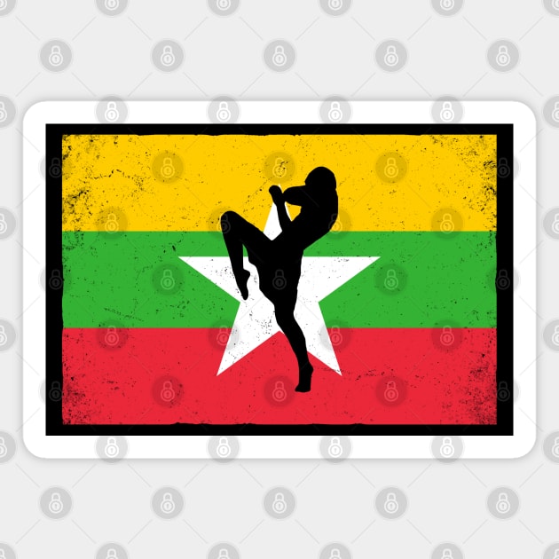 Myanmar Flag Lethwei Fighter Magnet by NicGrayTees